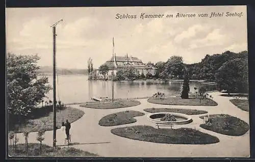 AK Kammer am Attersee, Blick zum Schloss vom Hotel Seehof