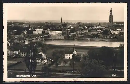 AK Braunau a. I., Ortsansicht am Fluss