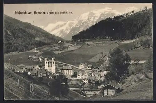 AK Steinach am Brenner, Ortsansicht gegen das Gschnitztal