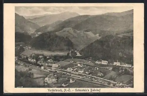 AK Gutenstein /N.-Oe., Bahnhof Vorderbruck aus der Vogelschau