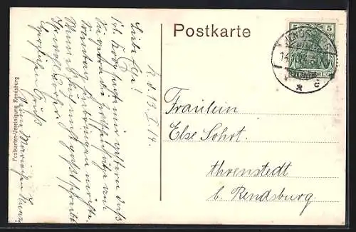 AK Rendsburg, Reichsbank mit Strassenpartie