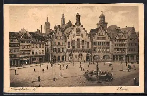 AK Alt-Frankfurt, Römer mit Brunnen