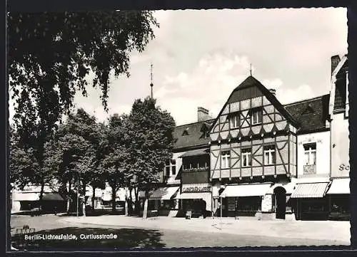 AK Berlin-Lichterfelde, Curtiusstrasse mit Geschäften