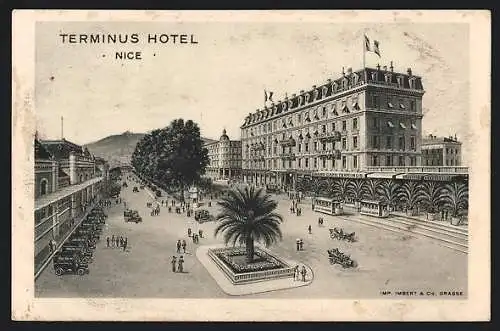 AK Nice, Terminus-Hotel, en face de la gare