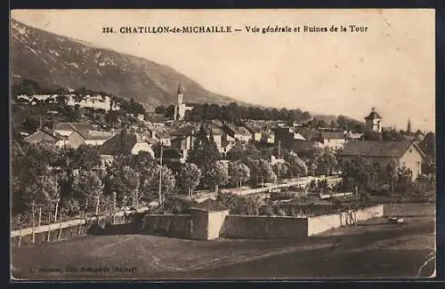 AK Chatillon-de-Michaille, vue générale et ruines de la tour