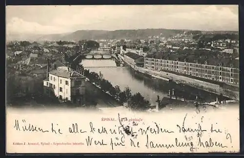 AK Épinal, Vue générale avec les ponts sur la Moselle