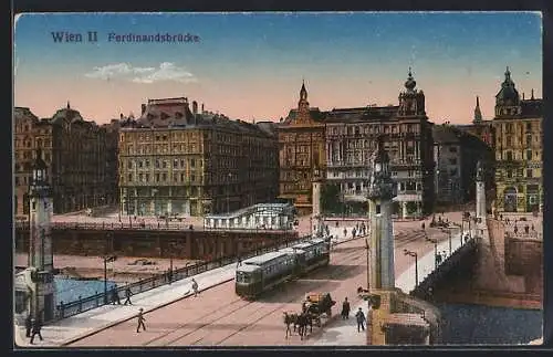 AK Wien, Ferdinandsbrücke mit Strassenbahn