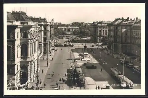 AK Wien, Partie am Schwarzenbergplatz, Strassenbahn