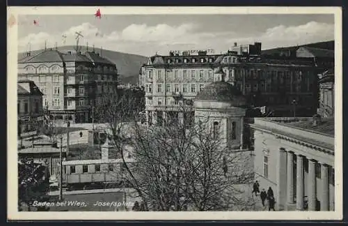 AK Baden, Josefsplatz mit Strassenbahn