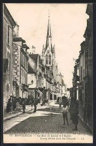 AK Montargis, La Rue de Loing et l`Eglise