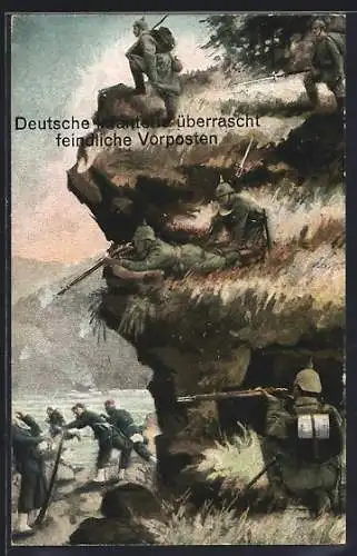 AK Deutsche Infanterie überrascht feindliche Vorposten