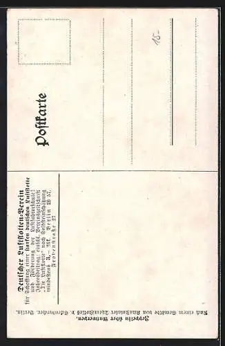 Künstler-AK Themistokles von Eckenbrecher: Zeppelin im Flug über einem Ort