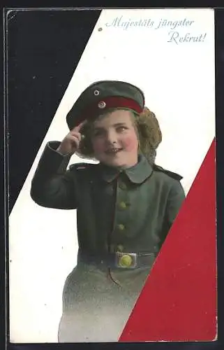 AK Mädchen in Uniform, Kinder Kriegspropaganda