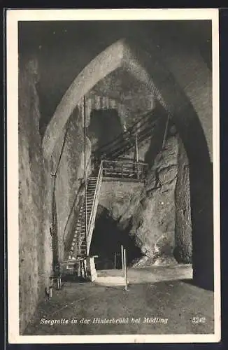 AK Mödling, Seegrotte in der Hinterbrühl, Eingang