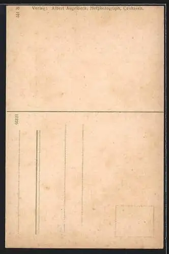 AK Cuxhaven, Leuchtturm und Telegraphengebäude bei Sturmflut