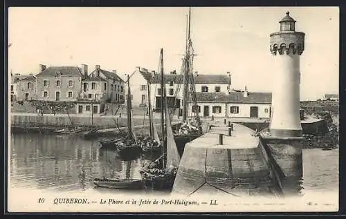 AK Quiberon, Le Phare et la Jetée de Port-Haliguen