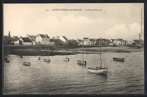 AK Saint-Pierre-Quiberon, Le Port d`Orange avec voiliers amarrés