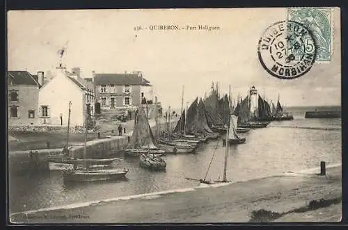 AK Quiberon, Port Haliguen et ses voiliers amarrés au quai