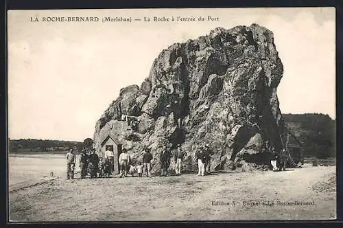 AK La Roche-Bernard, La Roche à l`entrée du port