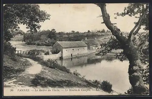 AK Vannes, La Rivière du Vincin et le Moulin de Campen