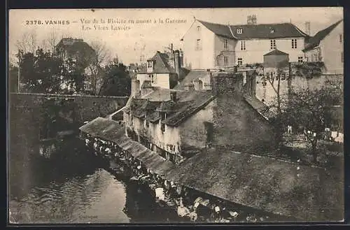 AK Vannes, Vue de la Rivière en amont à la Garenne, Les Vieux Lavoirs