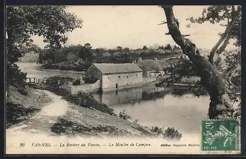 AK Vannes, La Rivière du Vincin et le Moulin de Campen