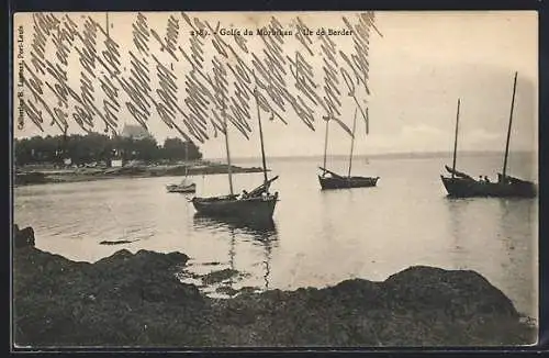 AK Ile de Berder, Vue de Berder avec voiliers sur l`eau calme