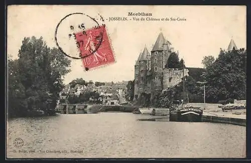 AK Josselin, Vue du Château et de Ste-Croix