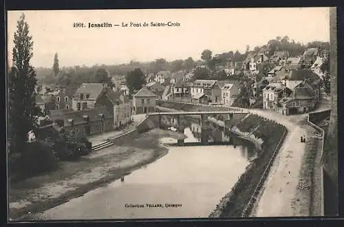 AK Josselin, Le Pont de Sainte-Croix et vue sur la rivière et les maisons environnantes