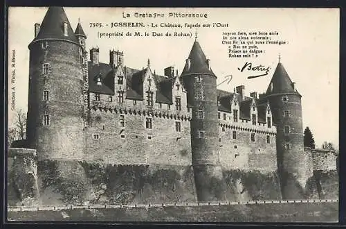 AK Josselin, Le Château, facade sur l`Oust, propriété de M. le Duc de Rohan