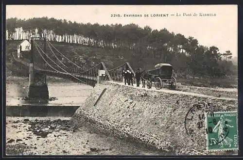 AK Kermelo, Le Pont avec charrette et forêt en arrière-plan