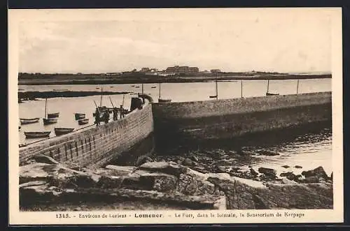 AK Lomener, Le Port avec vue sur le Sanatorium de Kerpape