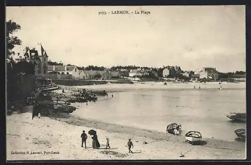 AK Larmor, La Plage et promenade le long du rivage