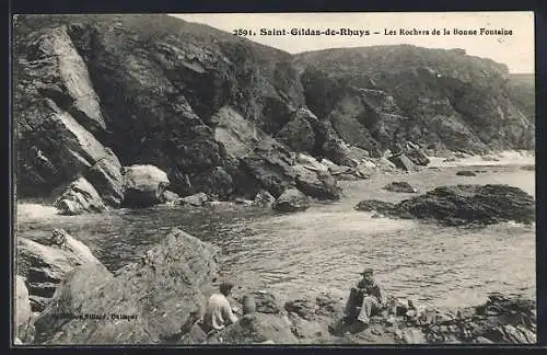 AK Saint-Gildas-de-Rhuys, Les Rochers de la Bonne Fontaine