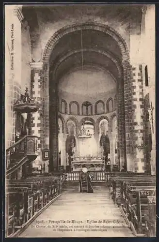 AK Saint-Gildas-de-Rhuys, Intérieur de l`église de Saint-Gildas avec chœur du XIIe siècle