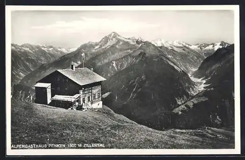 AK Alpengasthaus Penken, Ansicht über dem Zillertal