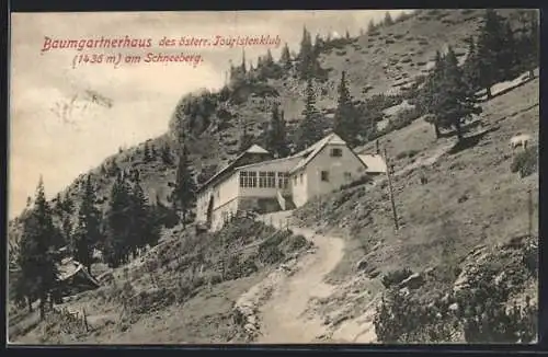 AK Baumgartnerhaus, Ansicht am Hang des Schneeberges