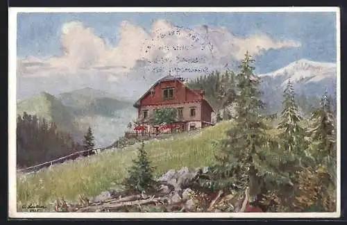 Künstler-AK Semmering, Friedr. Schüler-Alpenhaus