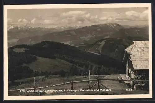 AK Pöllingerhütte auf der Görlitzen, Ansicht gegen Dobratsch und Mangart