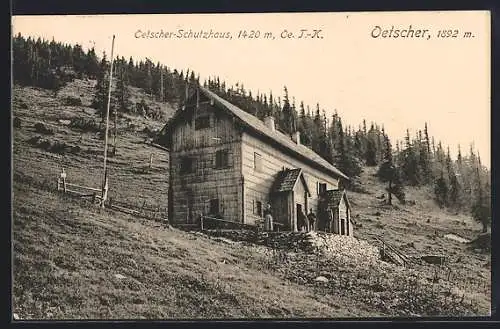 AK Oetscher-Schutzhaus, Ansicht am Hang des Oetschers