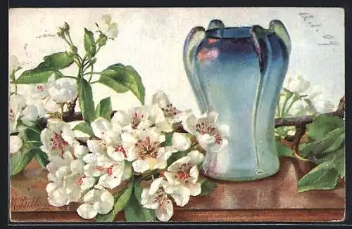 Künstler-AK M. Billing: Blumen mit einer Vase