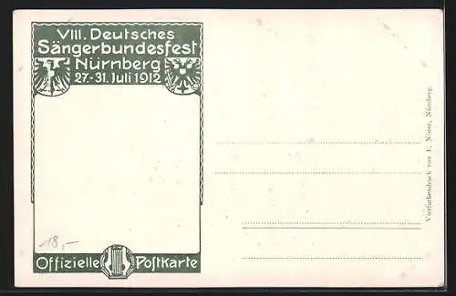 AK Nürnberg, Achtes Deutsches Sängerbundesfest 27.-31.Juli 1912