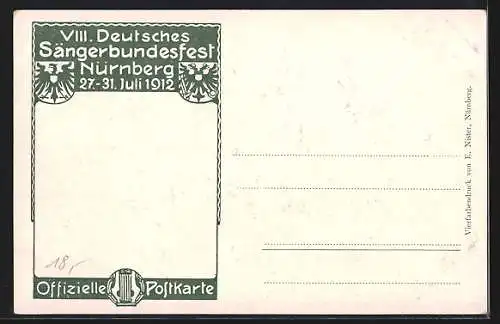 AK Nürnberg, VIII. Deutsches Sängerbundfest 1912, Hans Sachs, Harfe