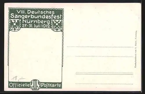 AK Nürnberg, VIII. Deutsches Sängerbundesfest, 27. - 31. Juli 1912