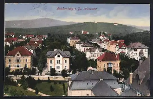 AK Reichenberg / Liberec, Villenviertel, Panorama