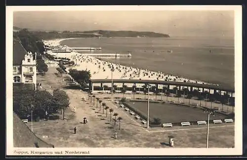 AK Zoppot / Sopot, Blick auf die bergumkränte Bucht