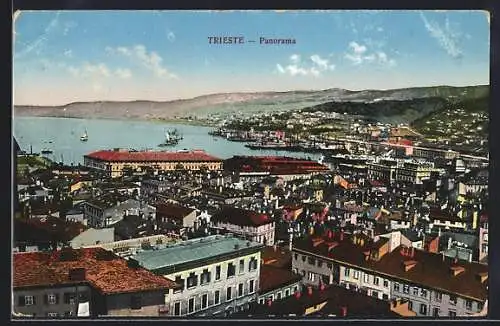 AK Trieste, Blick auf Stadt und Hafen