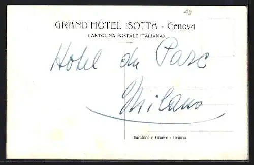 AK Genova, Grand Hotel Isotta, Via Roma, Piazza de Ferrari