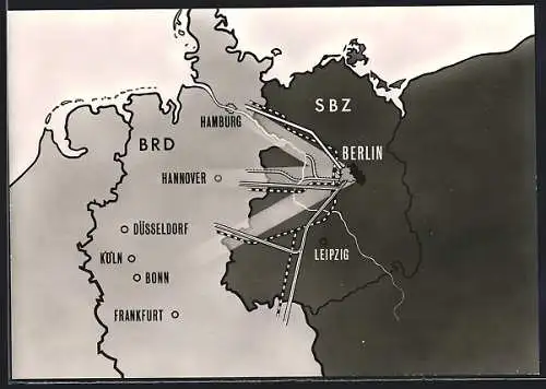 AK Berlin, Die Verbindungslinien von Berlin nach Westdeutschland und umgekehrt