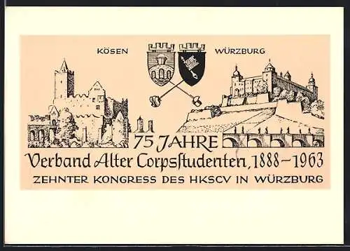 AK Würzburg, Studentenwappen Verband Alter Corpsstudenten 1888-1963